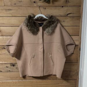 Dolce Cabo Tan Cape with Natural Collar